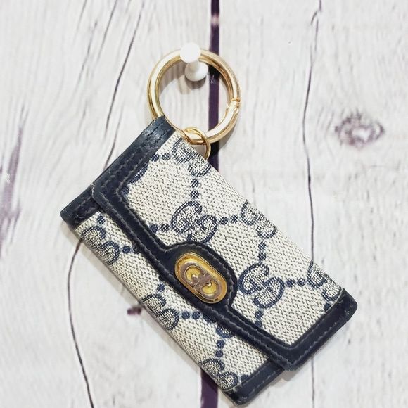 GUCCI auth GG monogram VTG key case hook blue - Picture 2 of 14
